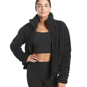 Athleta Black Willow Fleece Bomber Jacket